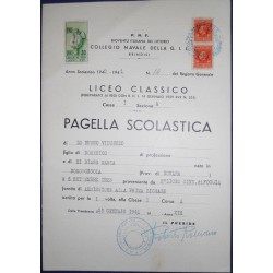 PAGELLA SCOLASTICA PNF GIL COLLEGIO NAVALE DELLA GIL LICEO CLASSICO 1940-1941, BRINDISI  *